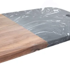 Deska do serwowania, marmur i drewno, 38 x 18 cm