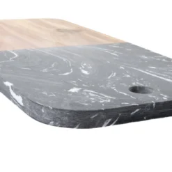 Deska do serwowania, marmur i drewno, 38 x 18 cm