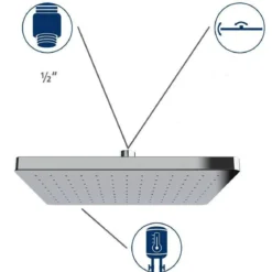 Deszczownica sufitowa kwadratowa, 250 x 170 mm, WENKO