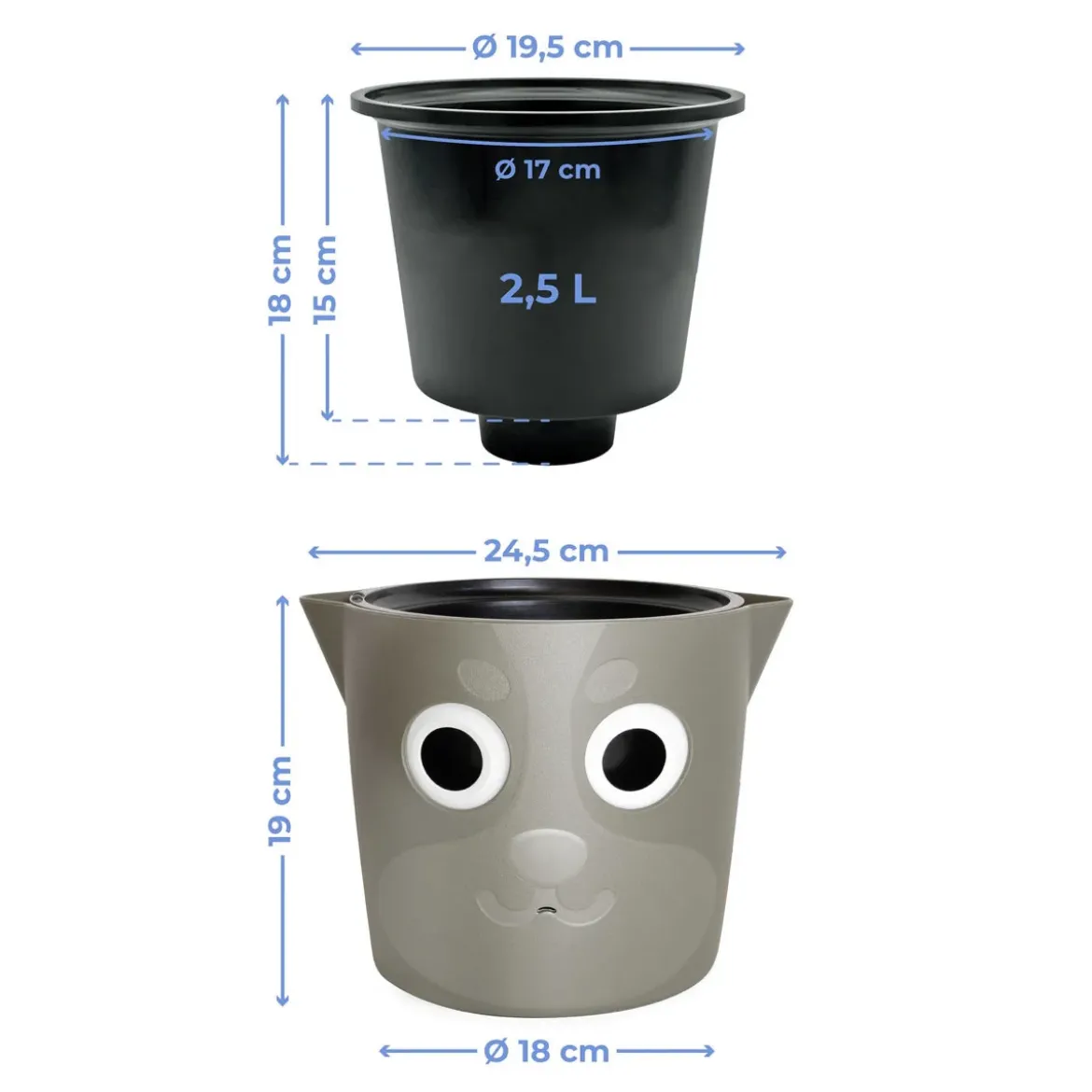 Doniczka ze wskaźnikiem poziomu wody, Ø 18 cm