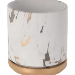 Doniczka z podstawką MARBLE, ceramiczna