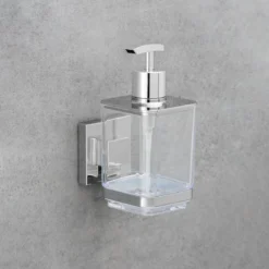 Dozownik do mydła QUADRO,Vacuum-Loc stal nierdzewna - 340 ml, WENKO