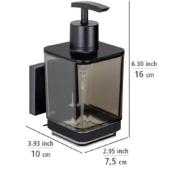 Dozownik do mydła QUADRO,Vacuum-Loc stal nierdzewna - 340 ml, WENKO