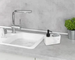 Dozownik płynu do naczyń RESA MARBLE z przegrodą na gąbkę, WENKO