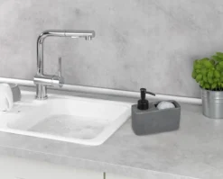 Dozownik płynu do naczyń RESA MARBLE z przegrodą na gąbkę, WENKO