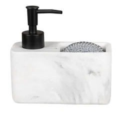 Dozownik płynu do naczyń RESA MARBLE z przegrodą na gąbkę, WENKO