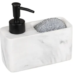 Dozownik płynu do naczyń RESA MARBLE z przegrodą na gąbkę, WENKO