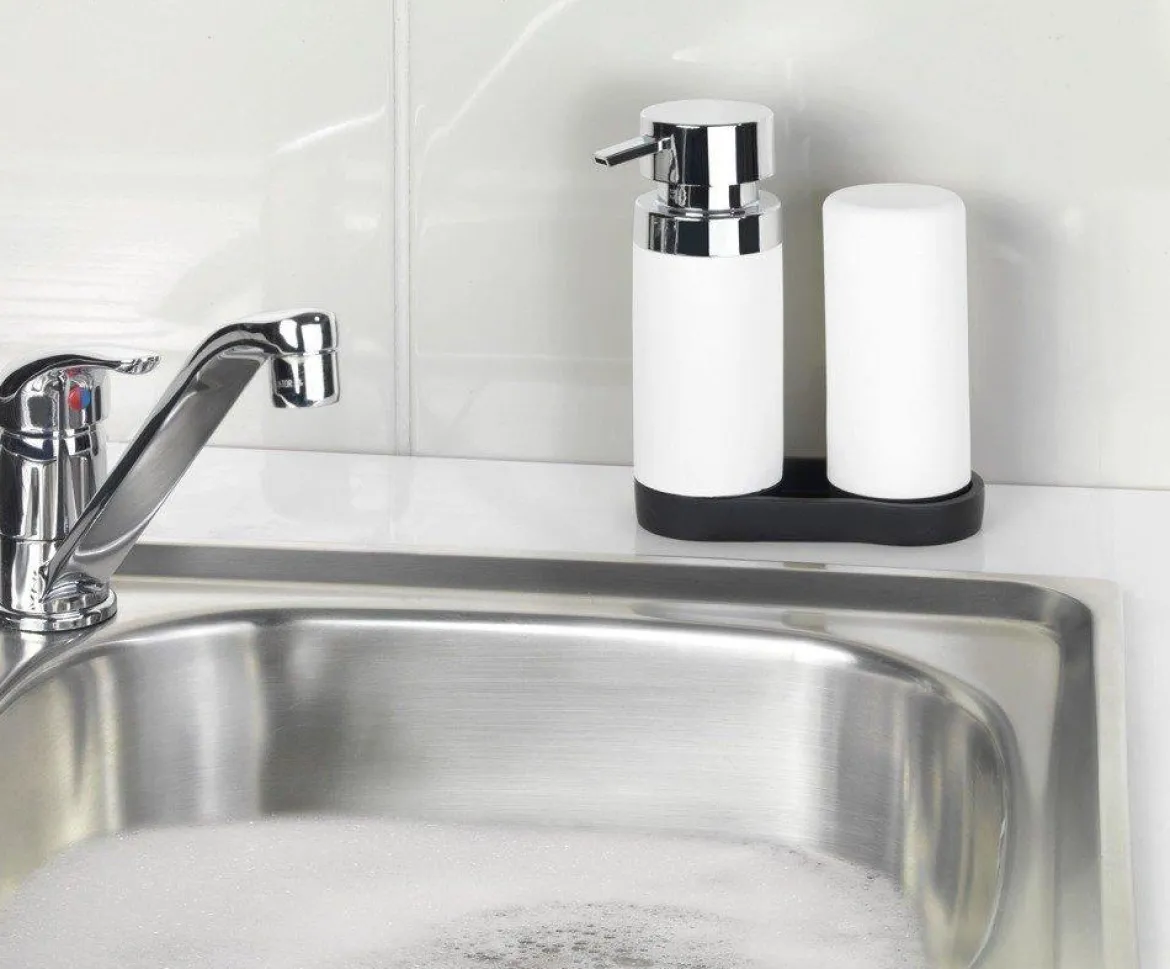 Dozownik z pompką do mydła, zestaw 2w1 do kuchni lub łazienki - 250 ml, WENKO