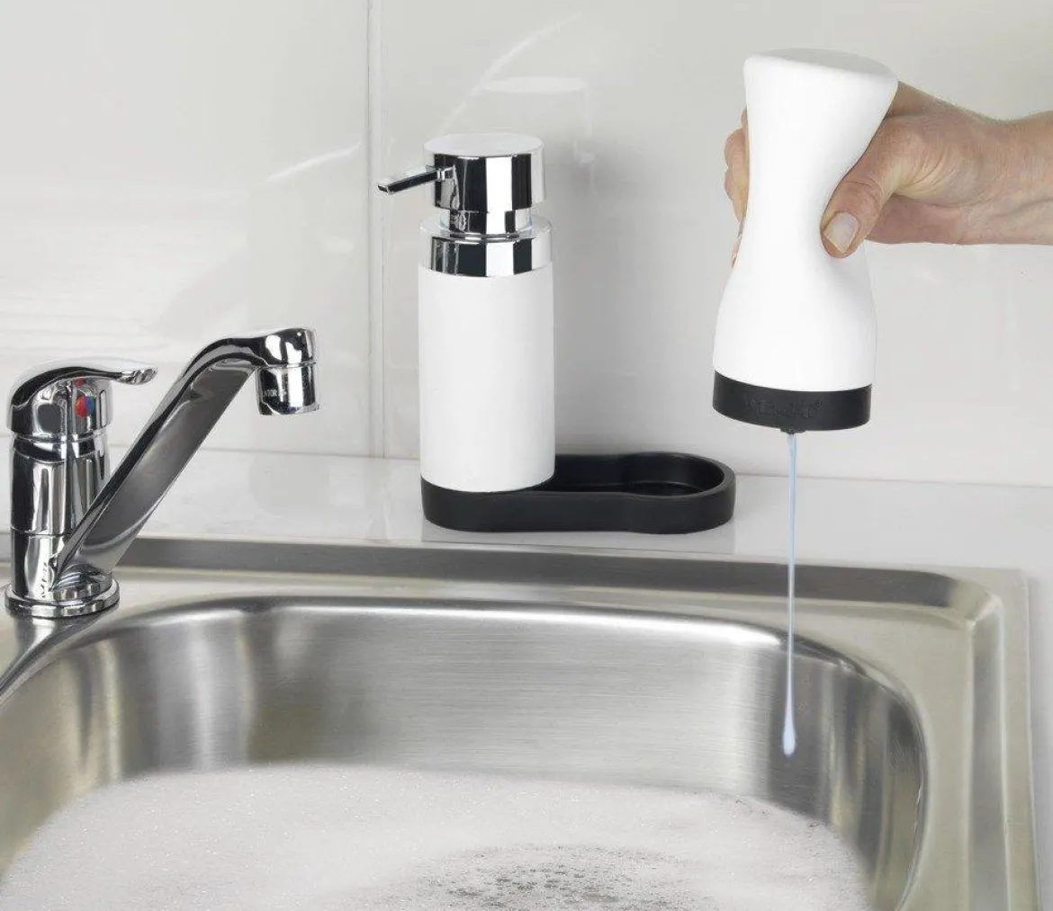 Dozownik z pompką do mydła, zestaw 2w1 do kuchni lub łazienki - 250 ml, WENKO