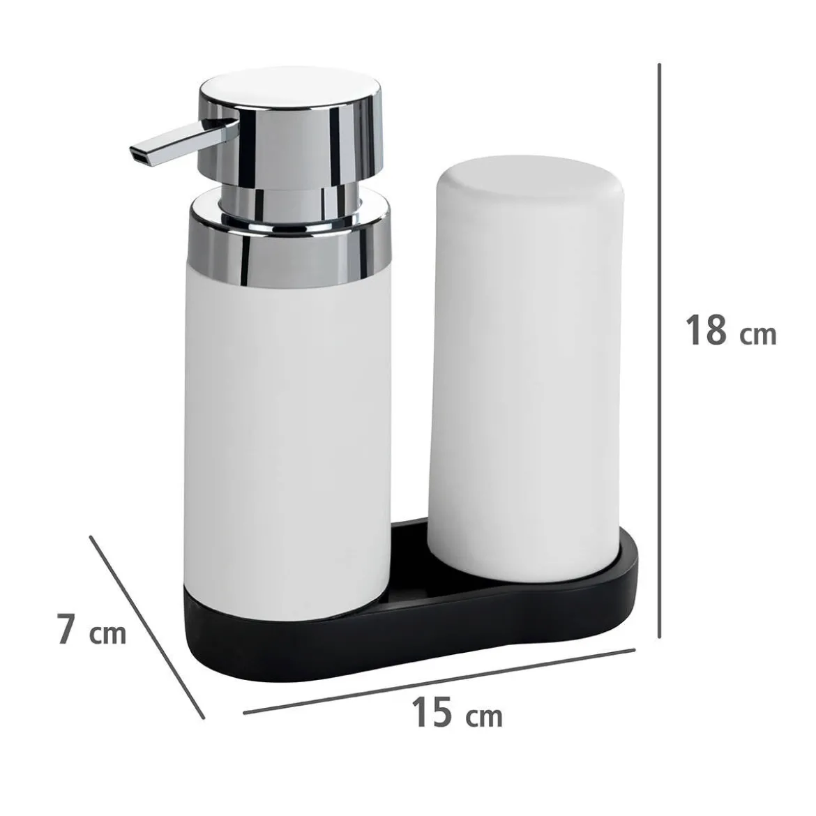 Dozownik z pompką do mydła, zestaw 2w1 do kuchni lub łazienki - 250 ml, WENKO