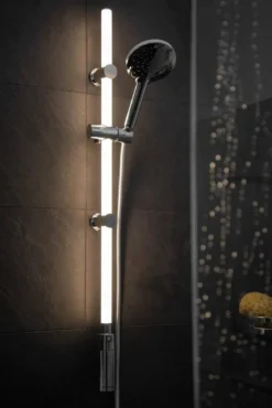 Drążek prysznicowy LED 74 cm, ciepła biel, WENKO, biały