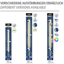 Drążek prysznicowy LED 74 cm, ciepła biel, WENKO, biały