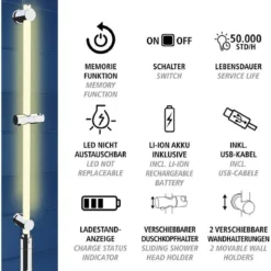 Drążek prysznicowy LED, 94 cm, RGB, WENKO