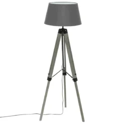 Drewniana lampa podłogowa, stojąca z abażurem RUNO lampa na regulowanym statywie, wys. 145 cm