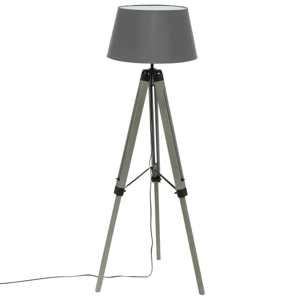 Drewniana lampa podłogowa, stojąca z abażurem RUNO lampa na regulowanym statywie, wys. 145 cm