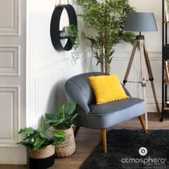 Drewniana lampa podłogowa, stojąca z abażurem RUNO lampa na regulowanym statywie, wys. 145 cm