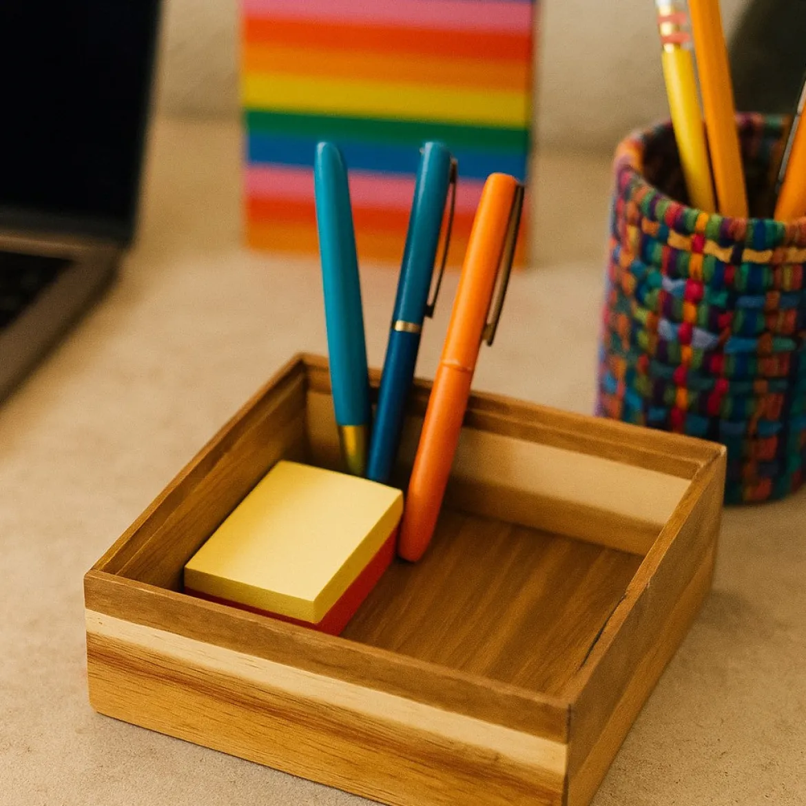 Drewniany organizer na biurko HEDO do szuflady, 15 x 15 x 5 cm