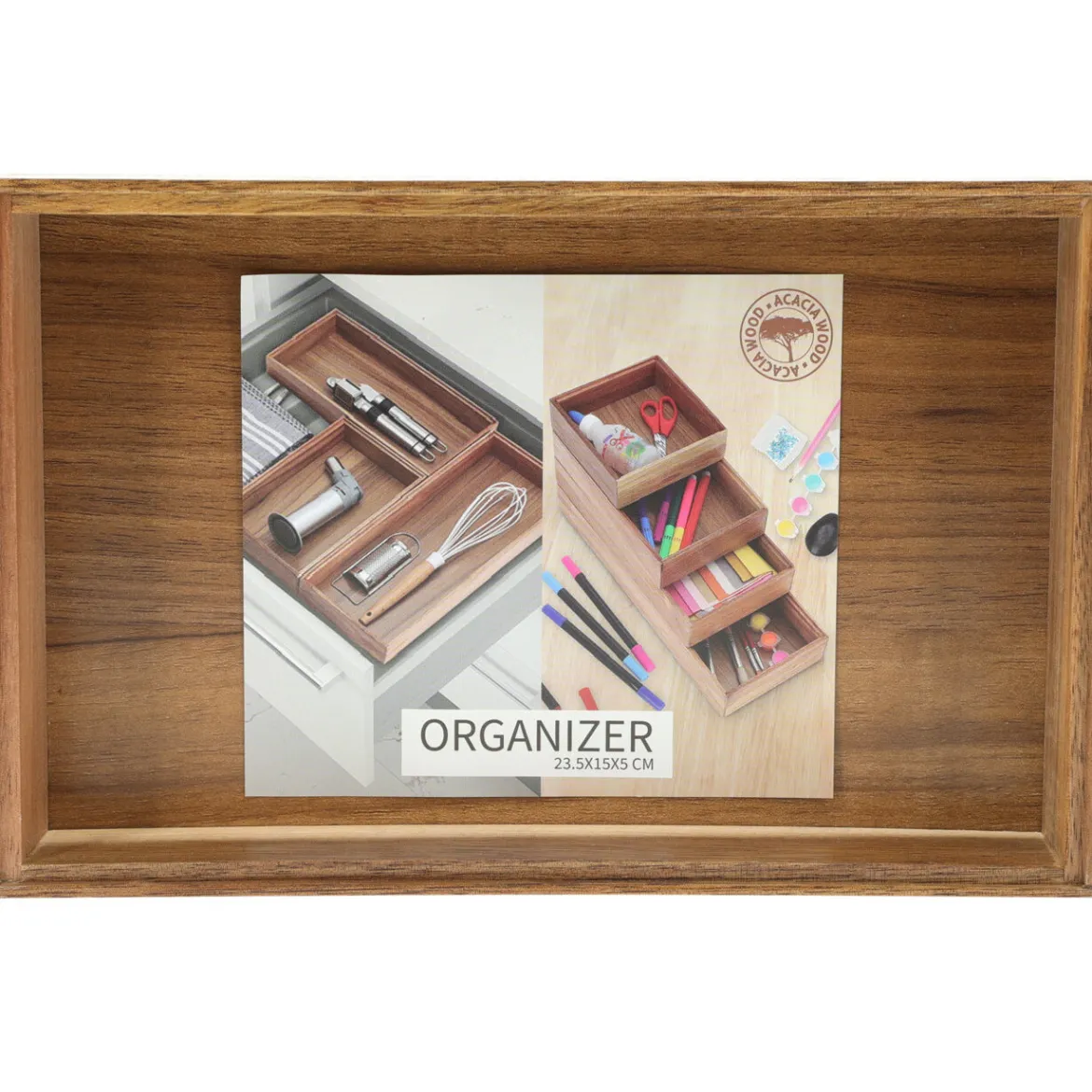 Drewniany organizer na biurko HEDO do szuflady, 23,5 x 15 x 5 cm