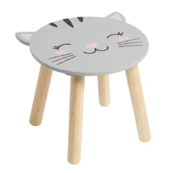Drewniany stołek dziecięcy SAFARI z motywem zwierząt, 28 cm