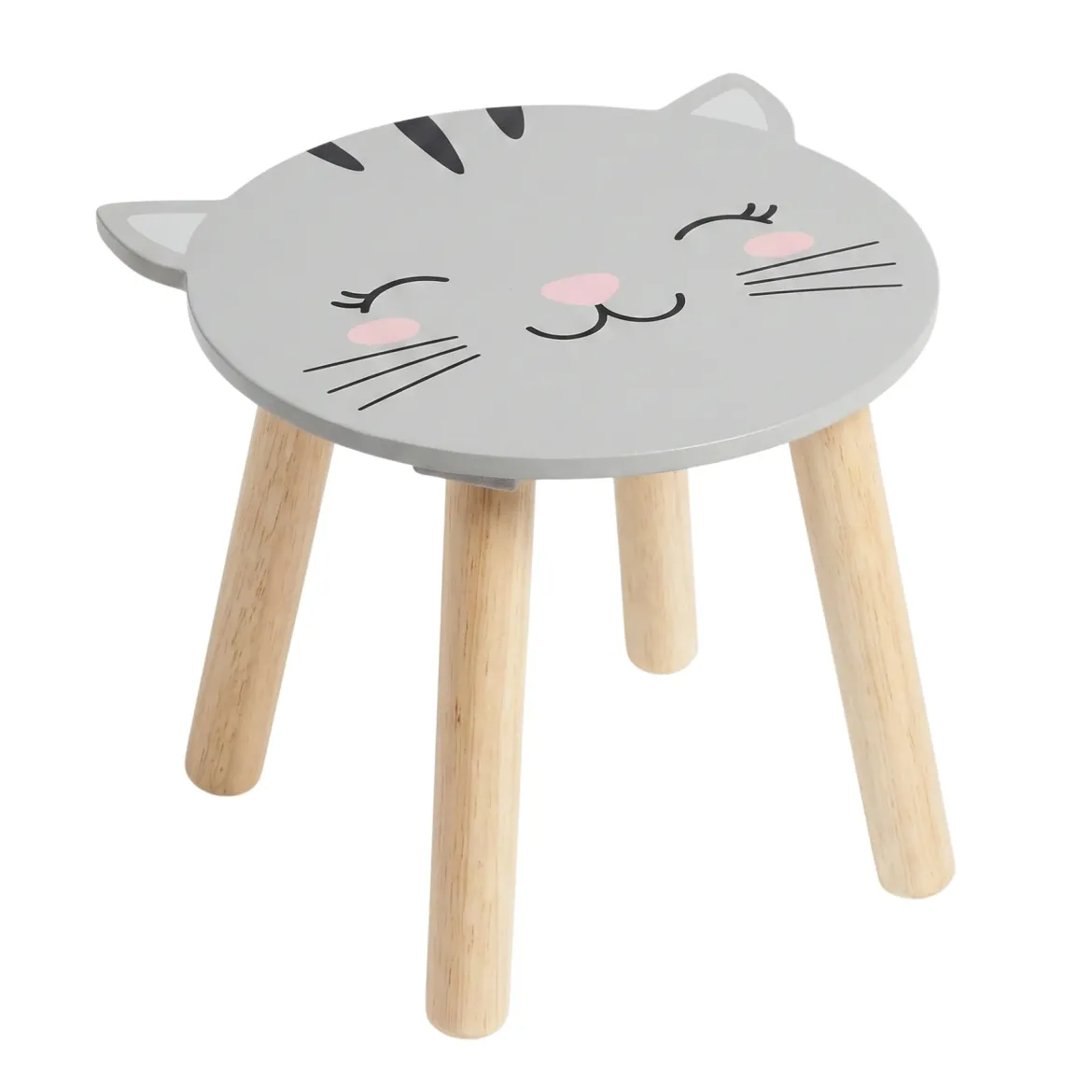 Drewniany stołek dziecięcy SAFARI z motywem zwierząt, 28 cm