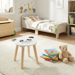 Drewniany stołek dziecięcy SAFARI z motywem zwierząt, 28 cm
