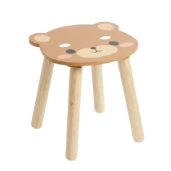 Drewniany stołek dziecięcy SAFARI z motywem zwierząt, 28 cm