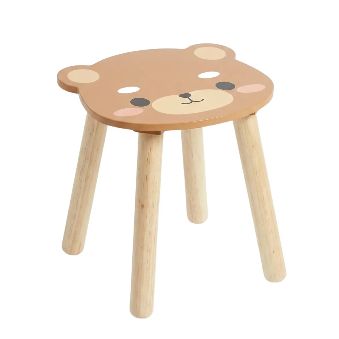 Drewniany stołek dziecięcy SAFARI z motywem zwierząt, 28 cm