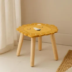 Drewniany stołek dziecięcy SAFARI z motywem zwierząt, 28 cm