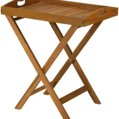 Drewniany stolik z przenośną tacą do serwowania, 60 cm