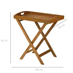 Drewniany stolik z przenośną tacą do serwowania, 60 cm