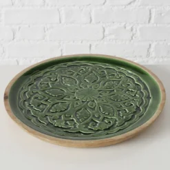 Drewniany talerz ze żłobionym wzorem GRELO, Ø 30 cm