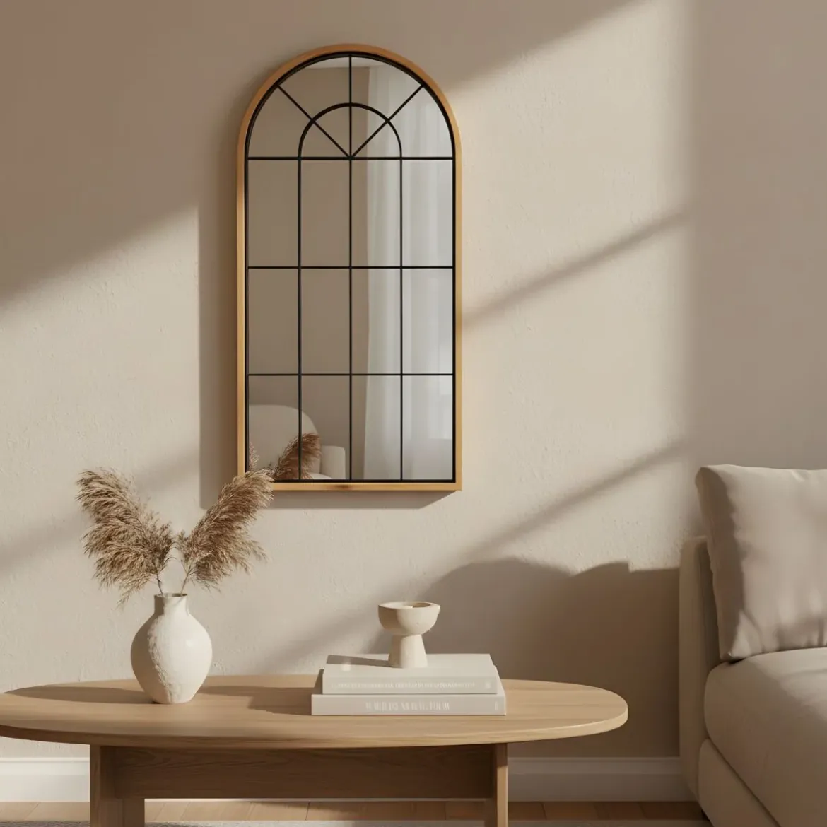 Duże, dekoracyjne lustro wiszące ARCUS, 110 x 56 cm