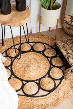 Dywan boho z juty, okrągły, Ø 90 cm
