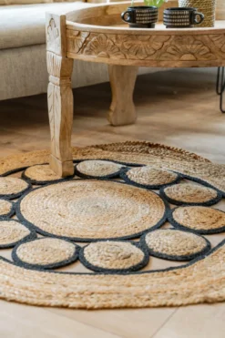 Dywan boho z juty, okrągły, Ø 90 cm