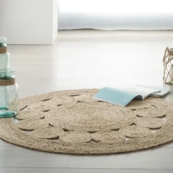 Dywan dekoracyjny z juty, Ø 120 cm, okrągły