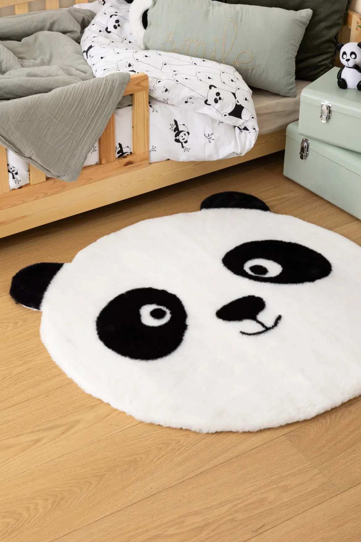 Dywan okrągły panda z uszami SMILE, Ø 100 cm
