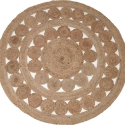Dywan z juty, Ø 150 cm, ze wzorem