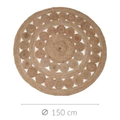 Dywan z juty, Ø 150 cm, ze wzorem