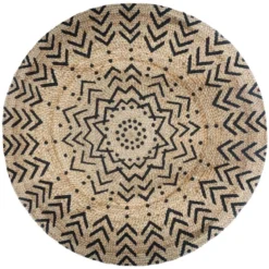 Dywan z juty okrągły, Ø 120 cm, geometryczny nadruk