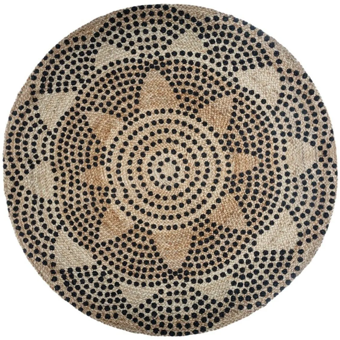 Dywan z juty okrągły, Ø 120 cm, geometryczny nadruk