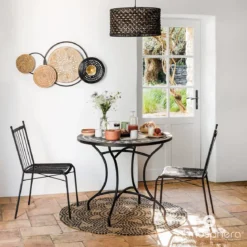 Dywan z juty okrągły, Ø 120 cm, geometryczny nadruk