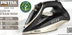 Żelazko parowe 2200 W PETRA, 100 g/min, 230 ml
