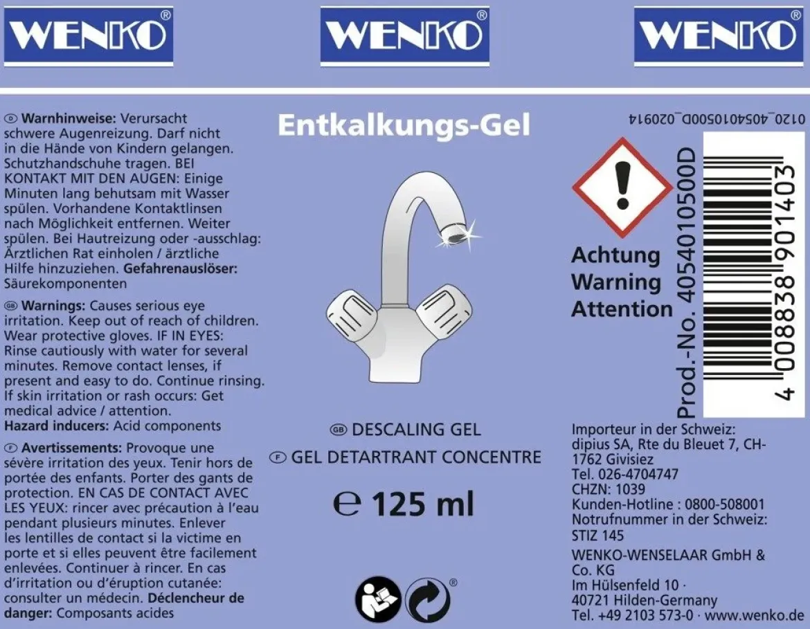 Żel do usuwania osadu wapiennego w łazience, kuchni