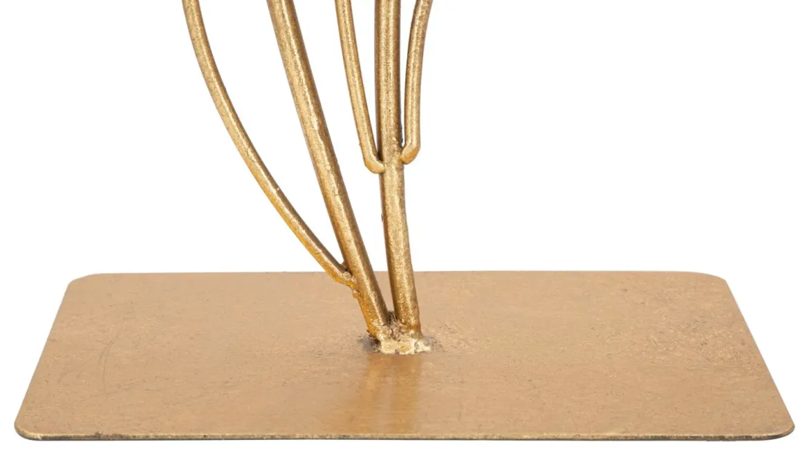 Figurka dekoracyjna LEAF, metalowa, motyw liścia, złota, 44,5 cm