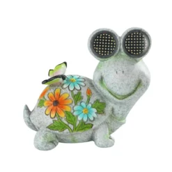 Figurka ogrodowa solarna, żółw ze świecącymi oczami LED, 17 x 20 cm