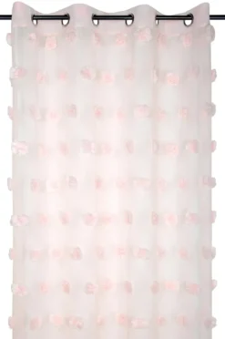 Firana POMPINOU pudrowy róż, pompony, 135 x 260 cm