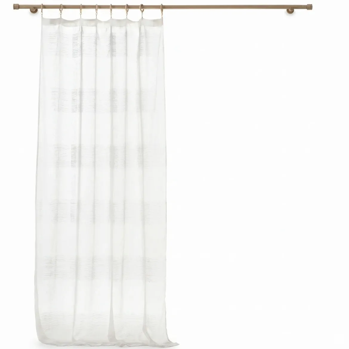 Firanka na drewnianych przelotkach DALTON BLANC, 140 x 240 cm