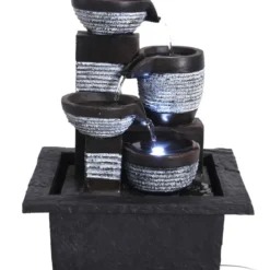 Fontanna domowa stojąca dekoracja, podświetlenie LED, 21,5 x 19 x 26 cm