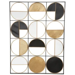 Geometryczna dekoracja ścienna z metalu, 76 x 101 cm