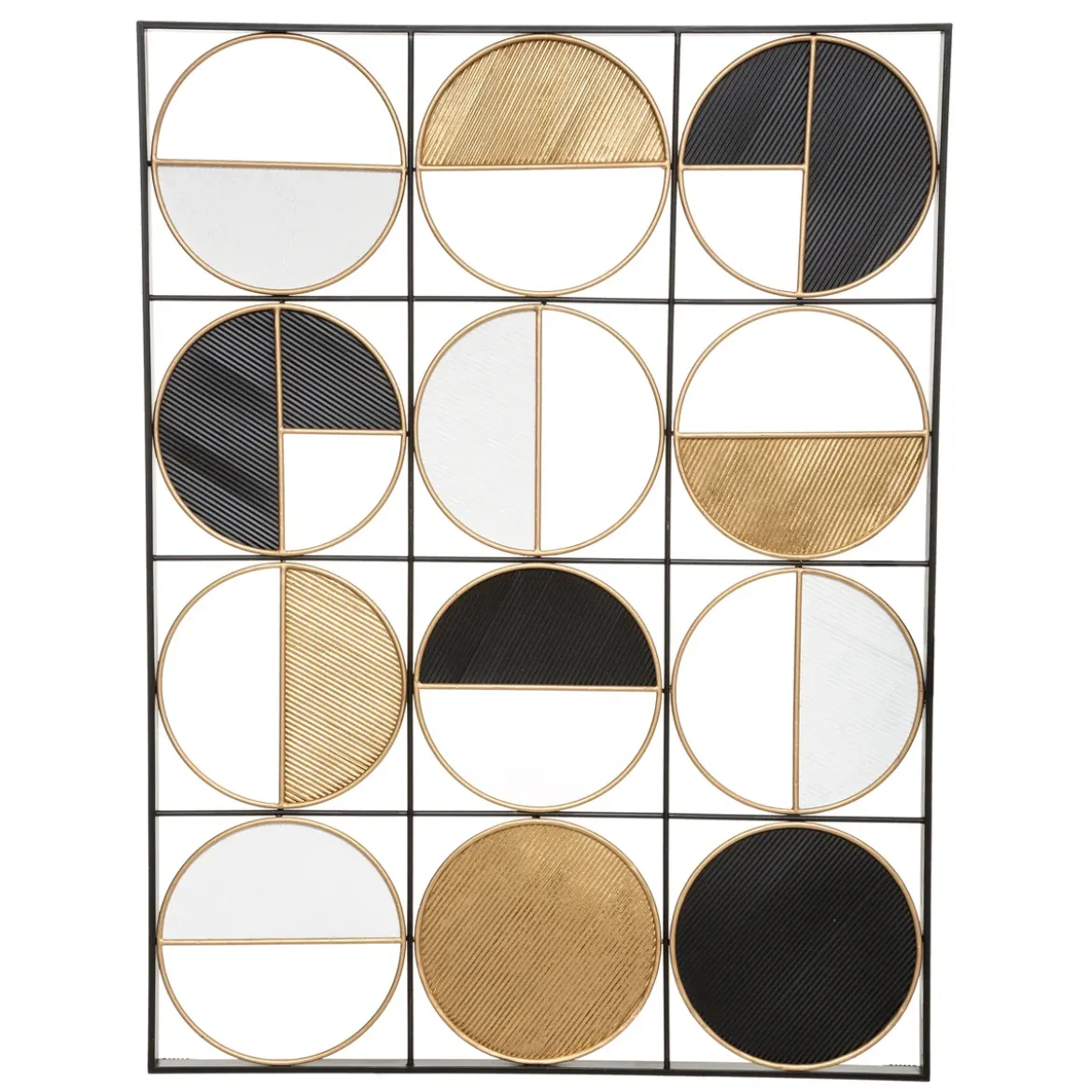 Geometryczna dekoracja ścienna z metalu, 76 x 101 cm